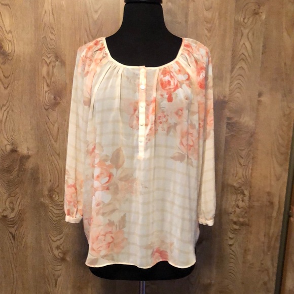 Multicolored Scoop Neck Flutter Sleeve Blouse - Picture 1 of 11